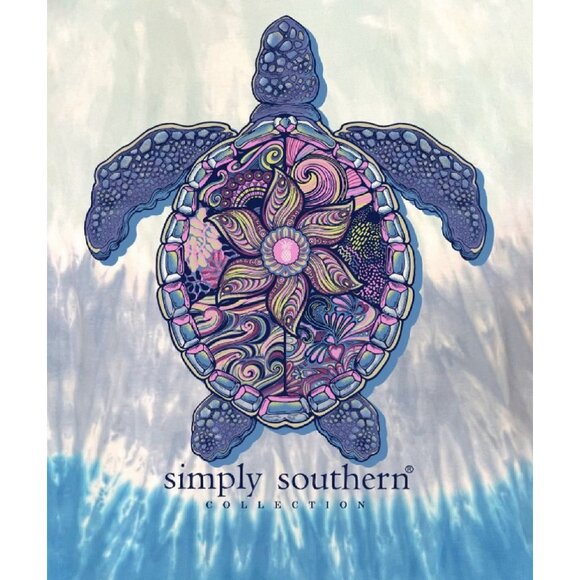 Simply Southern Sea Turtle Striped Tie Dye Short Sleeve T-Shirt NEW Fast Ship - Picture 3 of 6